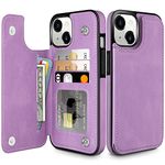 Coolden for iPhone 14 Plus Case Wallet Case Cover with Card Holder Slot Shockproof Case Flip Folio PU Leather Wallet Magnetic Closure Protective Case Cover for iPhone 14 Plus Phone Case (Purple)