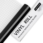 Permanent Vinyl for Cricut - 10Ft Glossy Black Adhesive Vinyl Roll, vinyl for Cricut, Silhouette & Cameo, Vinyl for Mug, Cup, Window & Home Deco,and other DIY projects