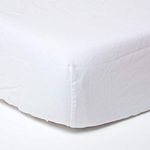 HOMESCAPES Linen Fitted Sheet 180 x 200 cm White Half-Linen Bed Sheet with Elastic Band Made of 60% Linen and 40% Cotton