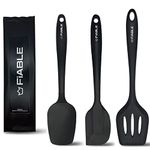 FiABLE Premium Big Silicone Spatulas for Cooking - 1 Year Warranty - High Heat Resistant, Seamless Design-1 Big Spoonula, 1 Big Spatula, 1 Big Turner (Black)