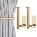 Groleca 2 Pack Adhesive Curtain Holdbacks Curtain Tie Backs Curtain Holdbacks No Drill Curtain Pull Backs Adhesive Curtain Hooks Curtain Holders for Drapes (2, Gold)