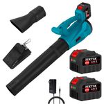 TIKTIK Leaf Blower Cordless, 20V 540CFM Brushless Electric Leaf Blower with 2 * 2.0Ah Battery Extension Nozzle & 6 Speed Mode, Lightweight Lawn Blower for Lawn Care, Blowing Leaves & Snow (blue)