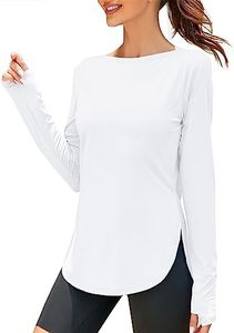 ZHENWEI Women's Long Sleeve Workout Tops Lightweight Golf Gym Hiking Shirts UPF 50+ Sun UV Protection Outdoor Clothing (White, Small)