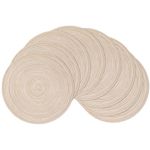 SHACOS Round Braided Placemats Set of 8 Round Table Mats for Dining Tables Washable Indoor Woven Fabric 15 inch Round Place Mats (Beige, 8)