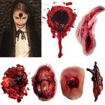 Halloween Accessories Temporary Tattoo, CARGEN Bloody Wound Makeup Stickers 6 Sheets for Halloween Make Up Cosplay Party Scar Tattoo Masquerade Prank Prop Decorations Face Tattoo Sticker