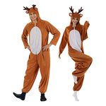 EraSpooky Christmas Reindeer Adult Costume Unisex Deer Animal Onesie Party Jumpsuit (X-Large)