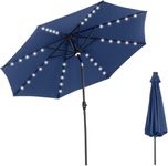 Invezo Led Metal center Pole Tilting Center Pole Outdoor Garden Umbrella with Solar Panel (9 ft dia) with Base (Blue)