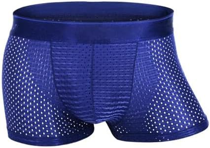 Zueauns Boxer Homme Respirant Maille Shorties Soie Glacée Transparence Sexy sous-vêtement Ultra Cool et Confortable Caleçons