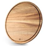 Large Wood Cutting Board for Kitchen,JF JAMES.F Acacia Wooden Round Cutting Board with Groove,Butcher Block for Meat Bread Cheese(15.75 x 15.75 x 0.71in)