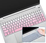 [2PCS] Keyboard Cover for Lenovo ideaPad Flex 5 15IIL05, ideaPad 3 15ITL6/17ITL6, Lenovo Yoga 7i 15, Yoga Slim 7 15, Lenovo ThinkBook 15 G2 G3 15P, ideaPad Slim 7 15 15.6" Skin -Gradual Pink+Clear