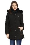 HIVER Women's Nylon Xtreme Full Sleeved Winter Jacket with Hood | Warmly Insulated, Waterproof Snowproof Trekking Jacket for -25 Degrees | Large Black