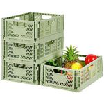 4 Pack Plastic Storage Crates Foldable Shelf Storage Basket Bins for Food Fruit Vegetables Snacks Toys Toiletries, Home Kitchen Office Storage Box Pantry Organization Cabinet Organizer