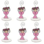 Jades : Baptism, Naming Ceremonies, Communion, Confirmation Wooden Place Card Holders (Pink Set of 6 - A)