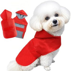 BECNBEAU Dog Raincoat Dog Rain Jacket Poncho Waterproof Pet Rain Suit Double Layer Cotton Lining Hooded Leash Hole Adjustable for Medium Dogs,Red,XXXL