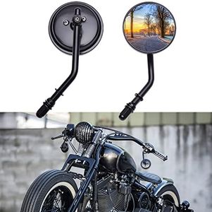 DREAMIZER 3" Motorcycle Vintage Mirrors Round Rear View Mirror 8mm Black Compatible with Harley Davidson Dyna Bobber Softail Chopper Cruiser Cafe Racer Street Electra Glide 1982-2018