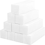 TRIXES 10 x Nail Buffer Blocks - for Professional Shaping and Buffing Natural, Acrylic and Gel Nails - 4-Sided Nail File Sanding Block Set - Manicure Pedicure Accessory - White