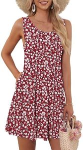 AUSELILY Women's Summer Dress Sleeveless Floral Mini Dresses with Pockets Bohemian Dress 2025 New Red Flowers XL