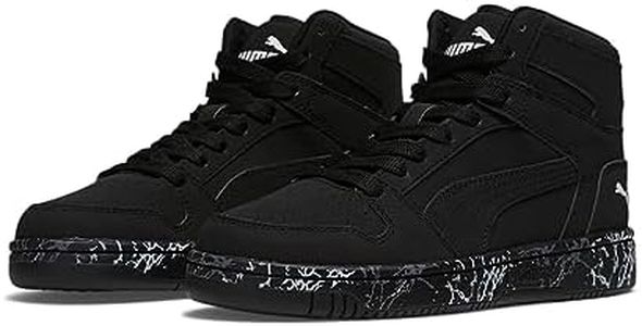 PUMA Rebound Layup Mid Sneaker, Black Black, 4 US Unisex Big Kid