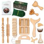 ViVACious 12-in-1 Wood Therapy Massage Tools Kit - Lymphatic Drainage Massager for Stomach, Thighs and HIPS | Maderoterapia Kit Professional for Muscle Pain Relief | Wooden Body Sculpting Tools