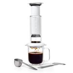 AeroPress Premium Coffee Press, Glass, Stainless Steel & Aluminum Coffee Maker, All-in-One French Press, Pour-Over & Espresso Style Manual Brewer, 2 Min Brew for Less Bitterness, More Flavour (White)