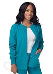 Sivvan Scrubs for Women - Front Snap Warm - Up Jacket - S8306 - Teal Blue - 5X