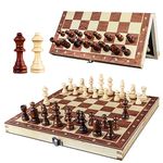 OOCOME Wooden Chess Set for Adults, Portable Chess Board Folding Magnetic Chess Sets Boards Game for Beginners Travel Chess Piece Set with Portable Storage Board