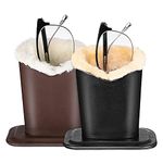 TOYANDONA 2 Packs Eyeglass Holders Leather Eyeglass Holder Stands with Soft Plush Lining PU Plush Glasses Holder for Desks, Nightstand and More