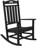 POLYDUN Outdoor Rocking Chair, Looks Like Wood, High Back Poly Lumber Patio Rocker Chair, 365Lbs Support, All-Weather Porch Rocking Chair for Lawn, Backyard, Indoor, Garden, Black