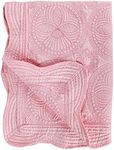 YIQIGO Toddlers and Baby Quilt Lightweight Blanket Embossed Cotton Quilt 4 Seasons Scalloped Newborn Baby Boy/Girl (Pink)