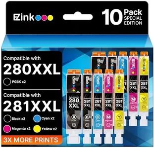 E-Z Ink Compatible Ink Cartridge Replacement for Canon 280 281 PGI-280XXL CLI-281XXL Compatible with PIXMA TR7520 TR8520 TS6120 TS6220 TS6320 TS8120 TS9120 TS9521C TS702 Printer (10 Pack)