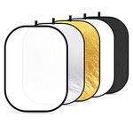 Neewer Portable 5 in 1 59"x79"/150x200cm Translucent, Silver, Gold, White, and Black Collapsible Round Multi Disc Light Reflector for Studio or Any Photography Situation