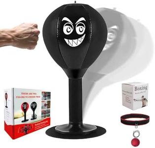 Desktop Mini Toy Stress Relieving Boxing Focal Punching Bag, Stress Buster with Suction Cup for Office Table and Counters，Adults&Children Fun Boxing Toys (Black)