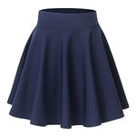 Hoerev Women Girls Flared Casual Mini School Tennis Skater Casual Dancing Skirt Navy