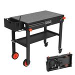 Yundasan Portable Outdoor Grill Table, Folding Pizza Oven Stand Solid and Sturdy, 31" W x 17" D Movable Kitchen Cooking Prep BBQ Cart with Wheels, Grill Stand for Blackstone Griddle, Ninja Grill etc.