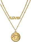 American Coin Treasures Hummingbird Coin Necklace Pendant Double Strand Love Chain– Genuine Gold-Layered Coin | Goldtone Saturn Style Chain and Lobster Claw Clasp | Certificate of Authenticity