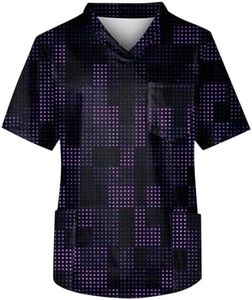 Print Scrubs for Men Short Sleeve Scrubs Men Vintage Work Plus Size Spring V-Neck Pocket Polyester Baggy Camouflage Stretch Scrub Tops Navy Small