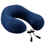 Billebon Super Soft Fiber Filled Neck Pillow for Travel Combo with Premium Eye Mask Neck Rest Pillow with 5 Years Warranty (Navy Blue)