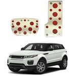 Oshotto 2 Pcs Non-Slip Automatic Transmission CS-04 Car Pedals Kit Pad Covers Set Compatible with Land Rover Range Rover Evoque (Red, Chrome)