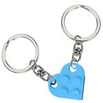 Brick Keychain Best Friend Keychain for Friendship Couple Boyfriend Girlfriend, Heart Keychain Set Valentine’s Day Birthday Key chain for Husband Wife Keychain Gift for Him Her, Blue, Large