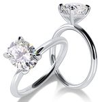 1 1.5 2 3 Carat Oval Cut Moissanite Engagement Ring for Women 925 Sterling Silver Solitaire Rings D Color Lab Created Diamond Promise Wedding Ring for Her