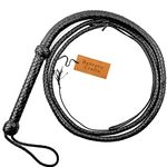 Black Premium cowhide leather bullwhip 3 to 8 feet / 0.9 to 2.4 meter length braided in 12 plaits top grain cowhide Leather whip loaded cracking loud horse riding cattle (3 feet (0.91 meter))