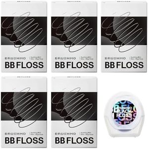 Brushmo Black Floss (BB Floss), US Dentist-Designed Oral Care, Stain-Absorbing, Woven Expanding Dental Floss with Natural Wax to Prevent Gum Disease, Non-Toxic PTFE & PFAS Free, 5 Spools (275 yd)