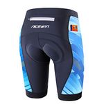 Womens Bike Shorts 4D Gel Pading Cycling Spinning Biker Bicycle Short with Pockets Wide Waistband, Blue, Medium