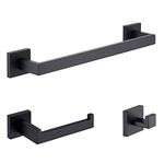 TASTOS 9JLK Stainless Steel Towel Rack 3-Piece Set Black, Acrylic