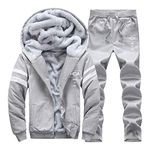 AOTORR Mens Tracksuit Set Casual Hoodie Top Bottoms Jogging Joggers Gym Sport Sweat Suit Pants D208 Light Gray L