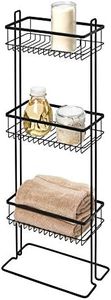 InterDesign Everett Metal Standing Shower Caddy, 3-Tier Bath Shelf Baskets for Towels, Soap, Shampoo, Lotion, Accessories, 12.36" x 6.88" x 32.11",