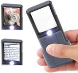 Carson MiniBrite LED Lighted Slide-Out Aspheric Magnifier with Protective Sleeve (PO-55), 5X, Gray