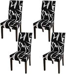 HZDHCLH Chair Covers Set of 4/6 Stretch Modern Chair Slipcovers for Dining Room Kitchen Wedding Party Washable Chair Protector(4pcs,Black white)