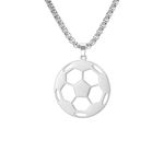 Dreamtimes Soccer Necklace for Women Sports Ball Pendant Necklace Trendy Sport Fan Jewelry Collection Gift for Athletes Friends Graduation Sport Gifts for Men (Silver-L)