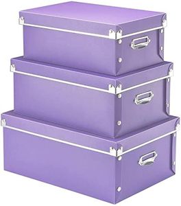 XUCHUN Purple Storage box, Office Storage File Boxes With Lids,Multiple Sizes Purple Foldable Plastic Storage Organizer for Clothes/Shoes/Office/Cosmetic